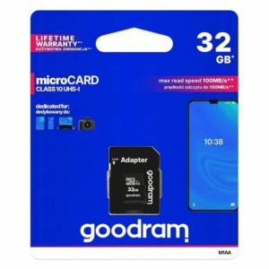 opakowanie32gb Karta Pamięci GOODRAM microSDHC 32GB class 10 UHS-I + adapter SD