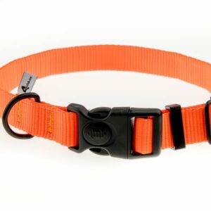 8bf84b99eb4377e5abbd067fd6436f0a Obroża z taśmy 25 mm neonowa pomarańcza 37-57 cm