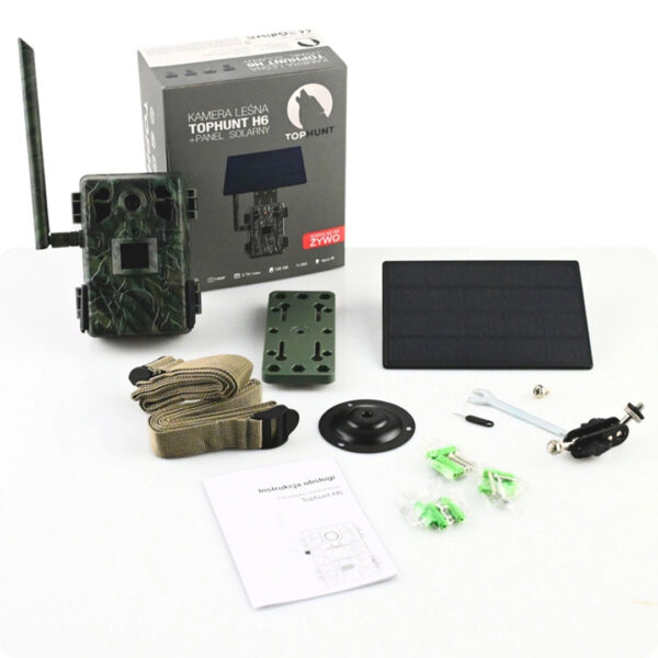 sudecka-ostoja-TOP-HUNT-T6-FOTOPULAPKA-6 Zestaw fotopułapka GSM kamera leśna Tophunt H6 Green, panel solarny, 6x akumulator 18650, karta sd 32 gb, karta sim Orange