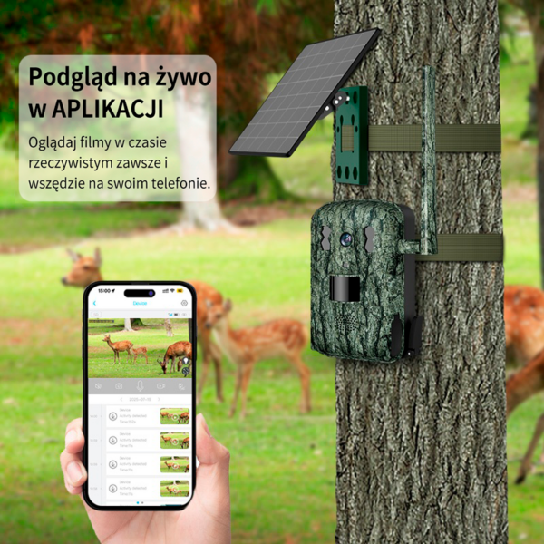 WildCast S8 Fotopułapka Full HD LIVE z dźwiękiem, panelem solarnym i kompletnym zestawem montażowym