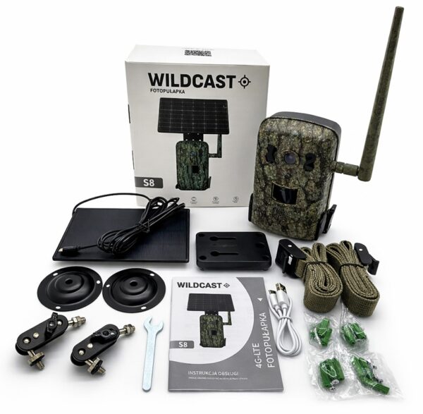WildCast S8 Fotopułapka Full HD LIVE (2) WildCast S8 Fotopułapka Full HD LIVE z dźwiękiem, panelem solarnym i kompletnym zestawem montażowym